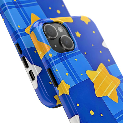 Funda resistente para teléfono con estampado de estrellas y cuadros preppy | Estética