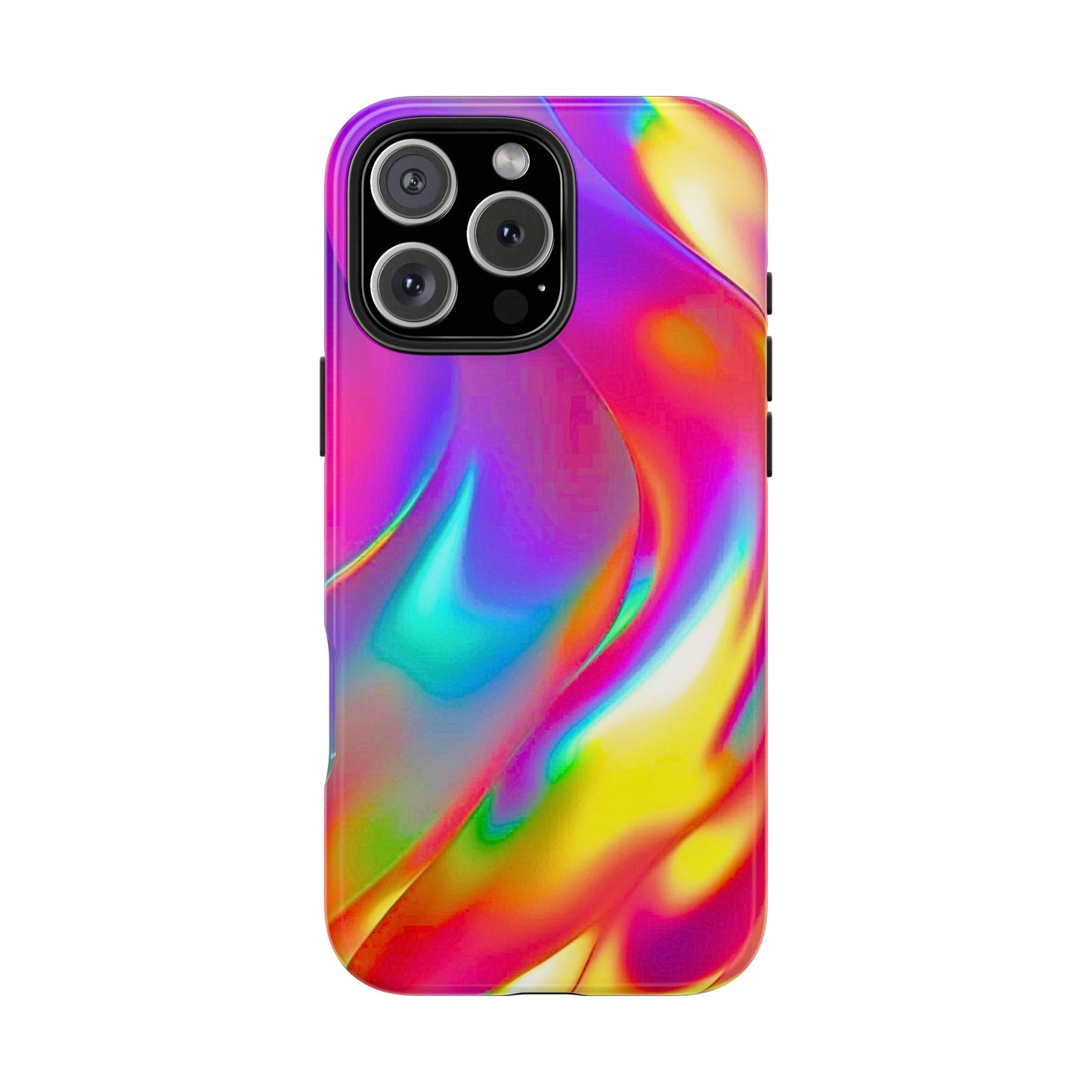 Funda resistente para teléfono con brillo metálico holográfico y estilo abstracto | Estética