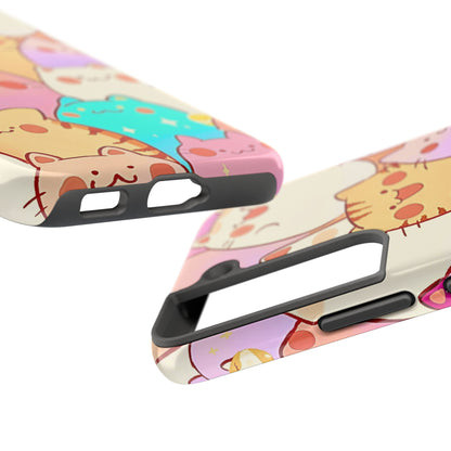 Kawaii Chubby Adorable Cats Tough Phone Case | Animals