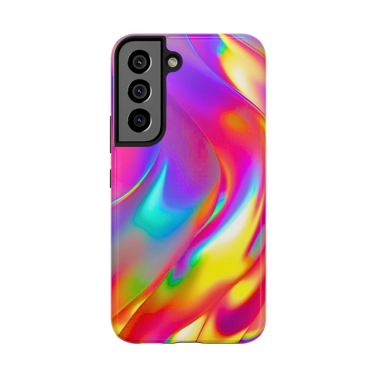 Funda resistente para teléfono con brillo metálico holográfico y estilo abstracto | Estética