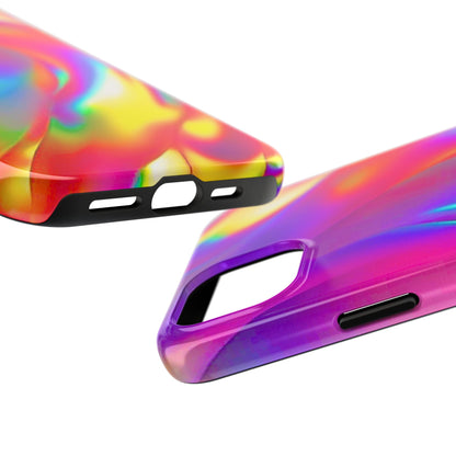 Funda resistente para teléfono con brillo metálico holográfico y estilo abstracto | Estética