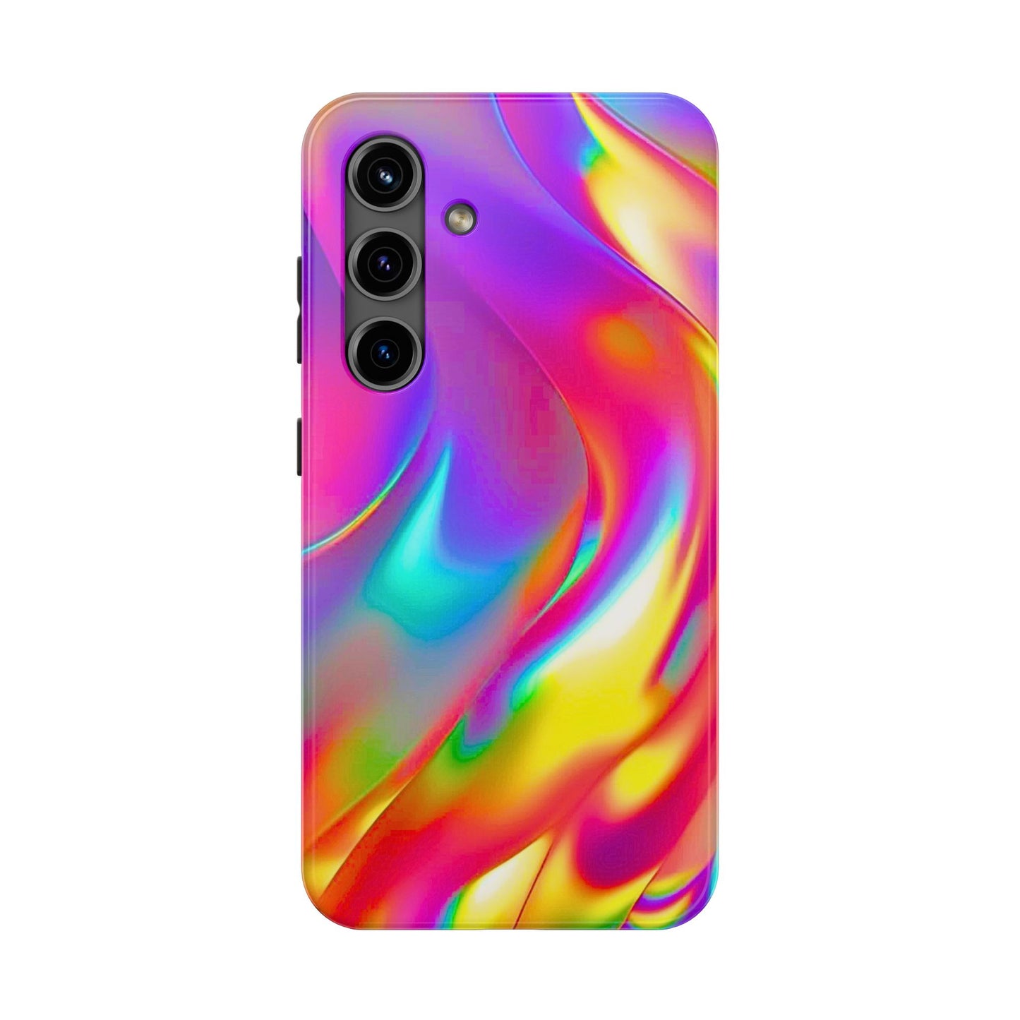 Funda resistente para teléfono con brillo metálico holográfico y estilo abstracto | Estética