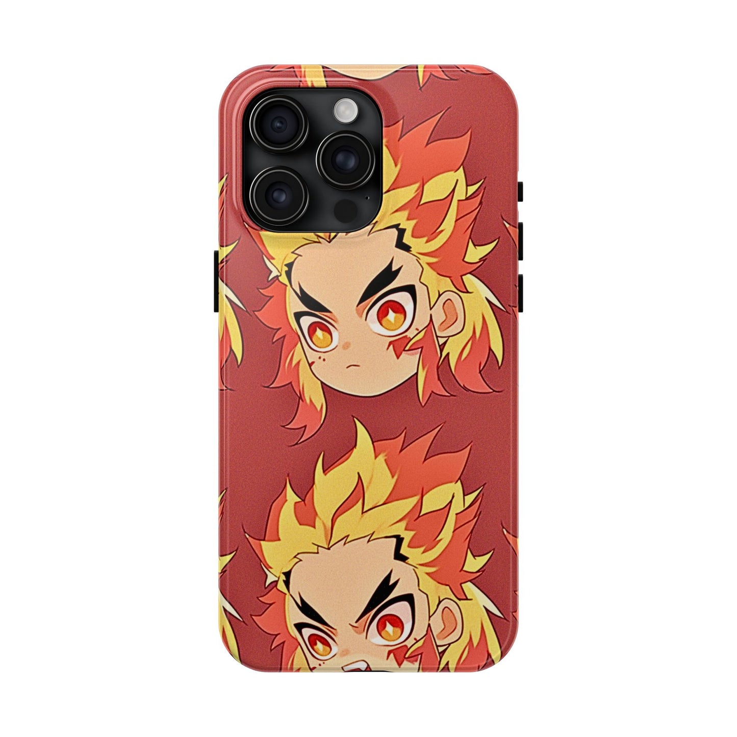Rengoku Head Pattern Dark Orange Tough Phone Case | Anime - Demon Slayer
