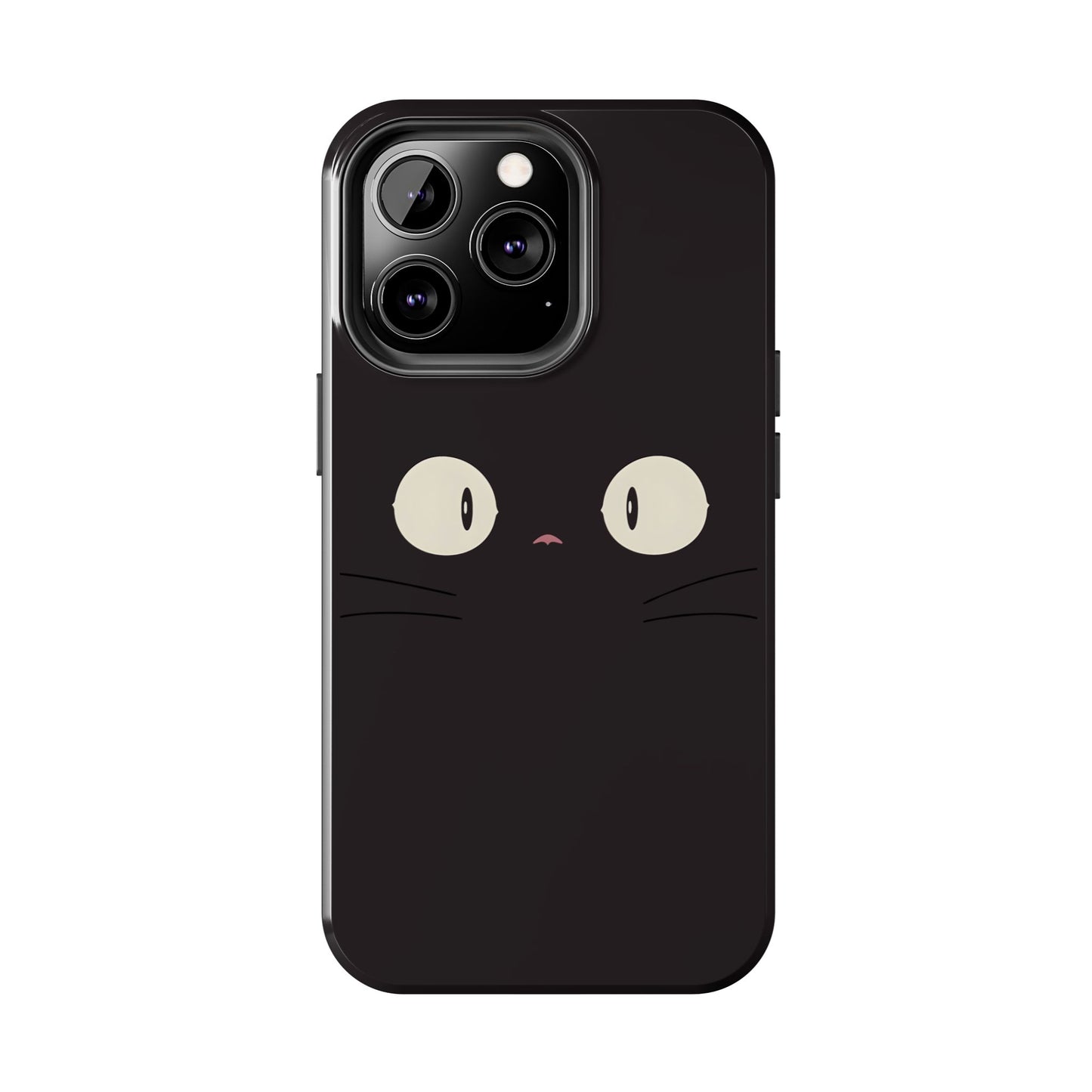 Adorable Black Cat Face and Eyes Minimal Tough Phone Case | Animals