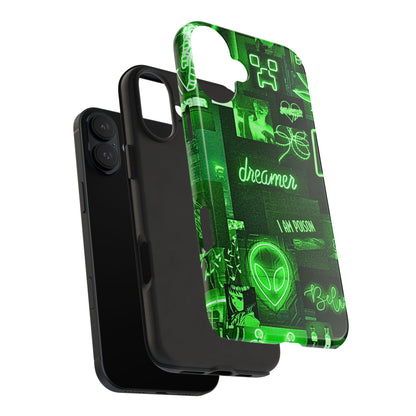 Green Neon Style Tough Phone Case | Aesthetic