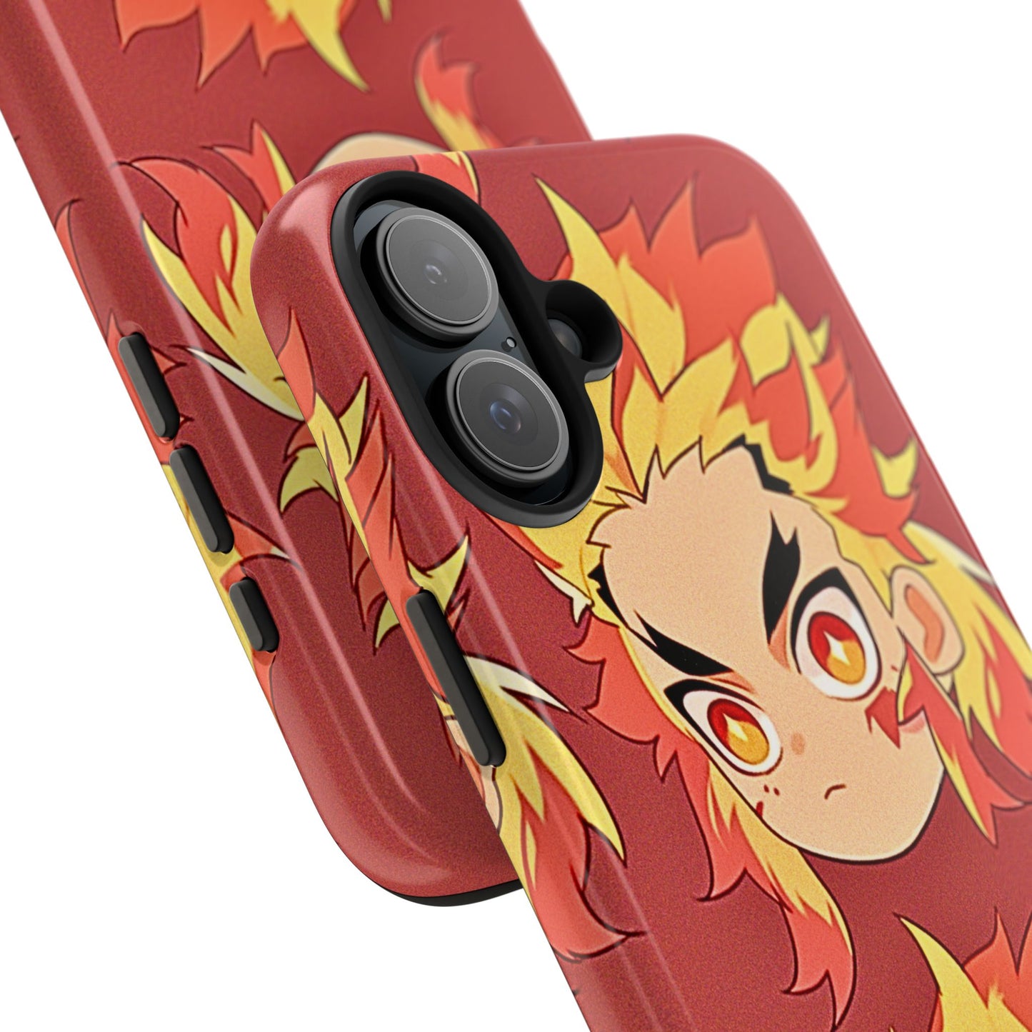 Rengoku Head Pattern Dark Orange Tough Phone Case | Anime - Demon Slayer
