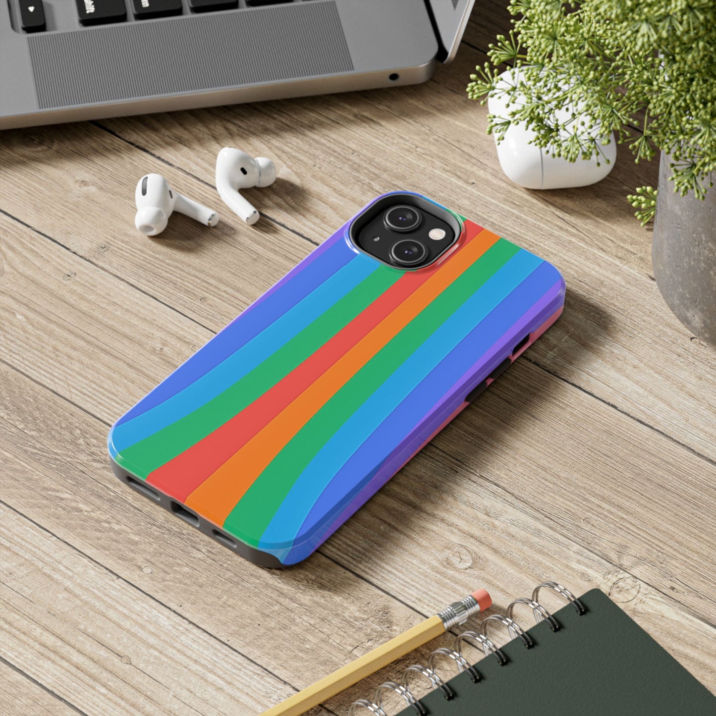 Funda resistente para teléfono con líneas de arcoíris hippies | Estética