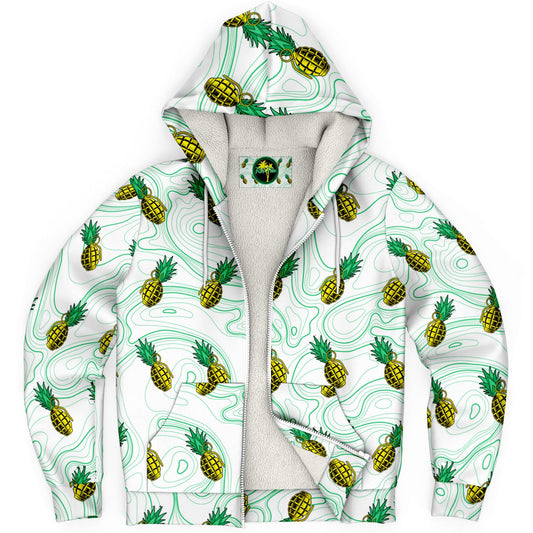 Rad Palm Pineapple Death White Fleece Lined Hoodie
