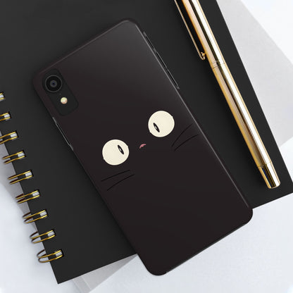 Adorable Black Cat Face and Eyes Minimal Tough Phone Case | Animals