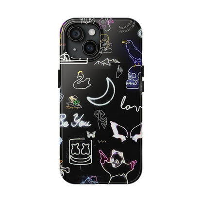Funda resistente para teléfono estilo neón blanco | Estética