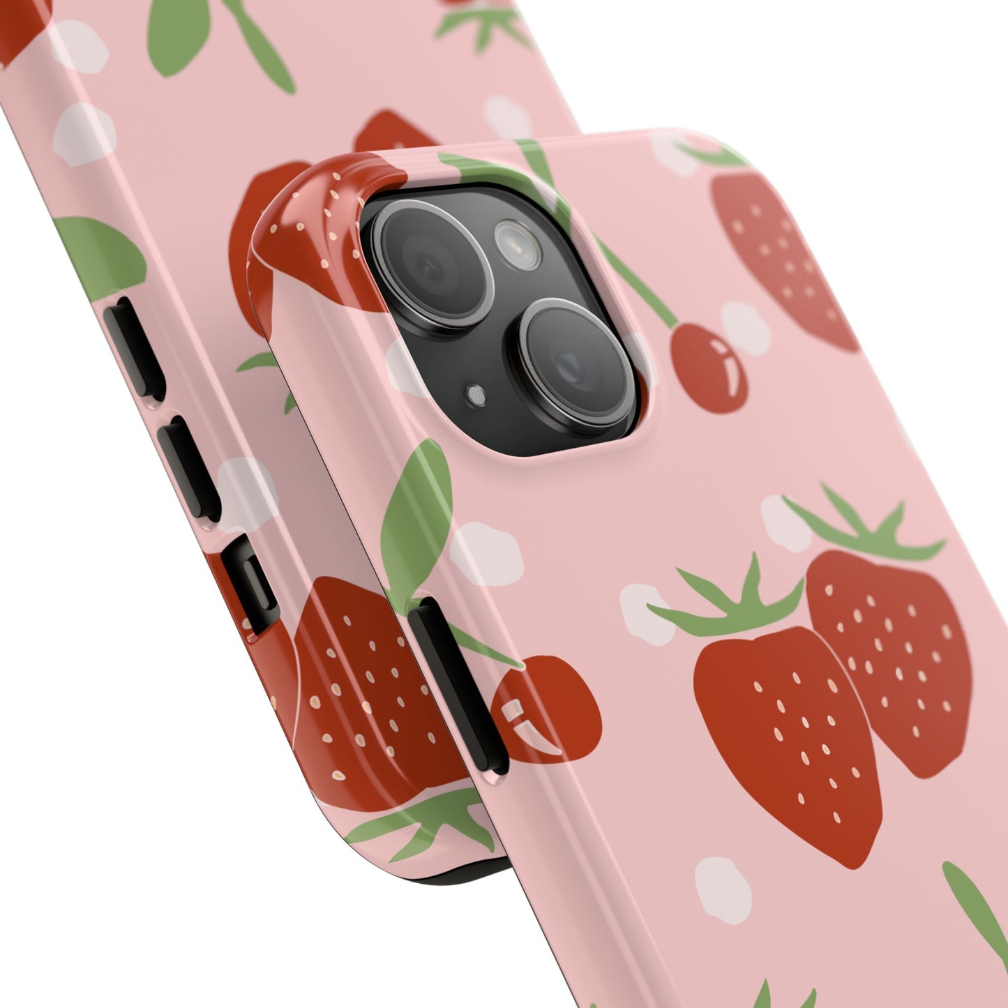 Cute Pink and Red Cherry and Strawberry Tough Phone Case | Food