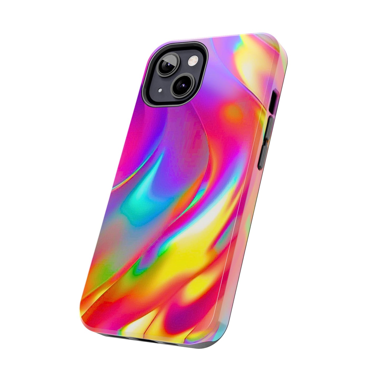 Funda resistente para teléfono con brillo metálico holográfico y estilo abstracto | Estética