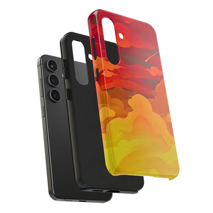 Funda resistente para teléfono con diseño de nubes rojas y naranjas | Estética