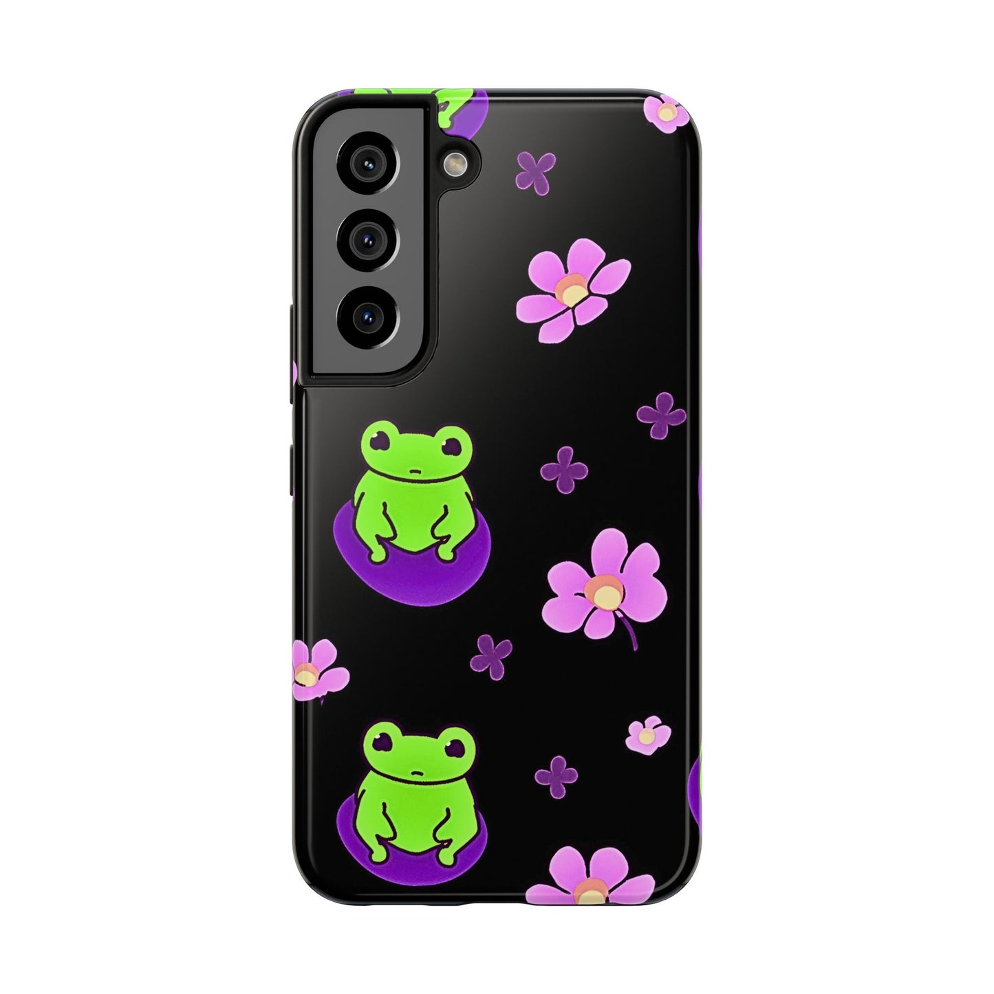 Cute Frog & Pink Flowers Pattern Style Tough Phone Case | Animals