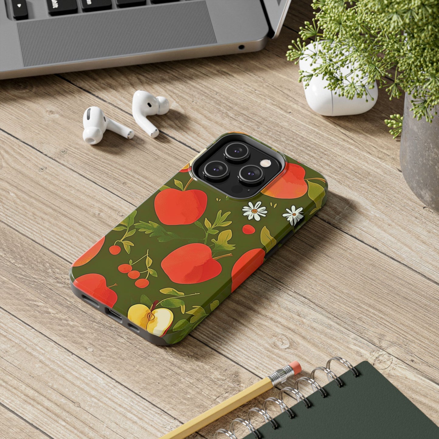 Funda/Cubierta resistente para teléfono con diseño de manzanas y bayas | Estética