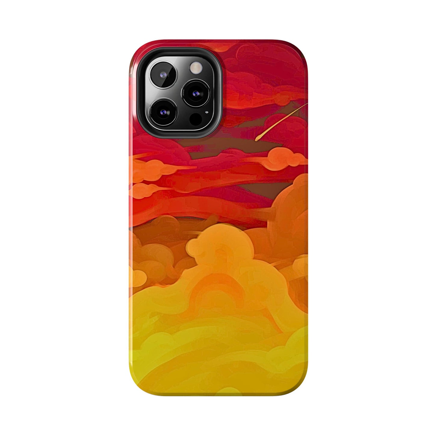 Funda resistente para teléfono con diseño de nubes rojas y naranjas | Estética