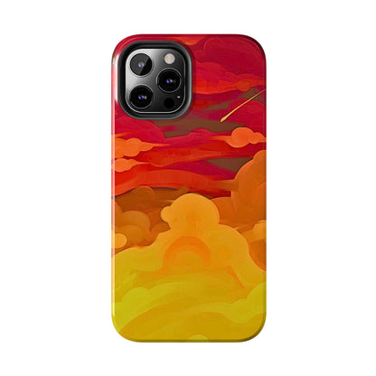 Funda resistente para teléfono con diseño de nubes rojas y naranjas | Estética