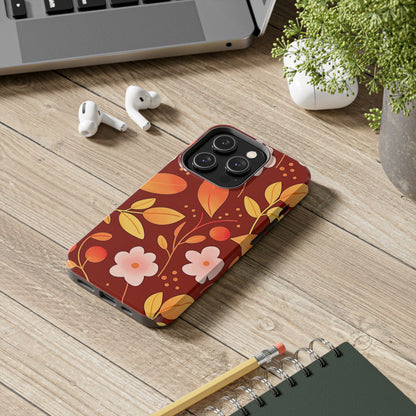 Autumn Fall Leaf Pattern Tough Phone Case | Aesthetic