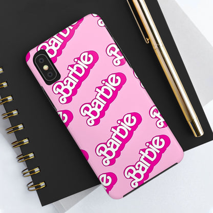 Funda rígida para teléfono con estampado retro del logotipo de Barbie | Estética