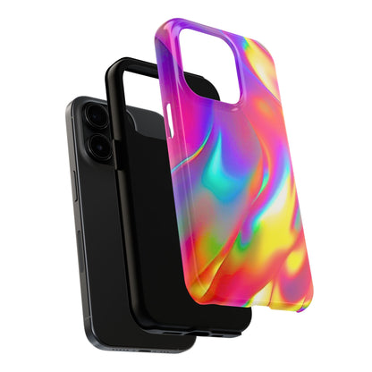 Funda resistente para teléfono con brillo metálico holográfico y estilo abstracto | Estética