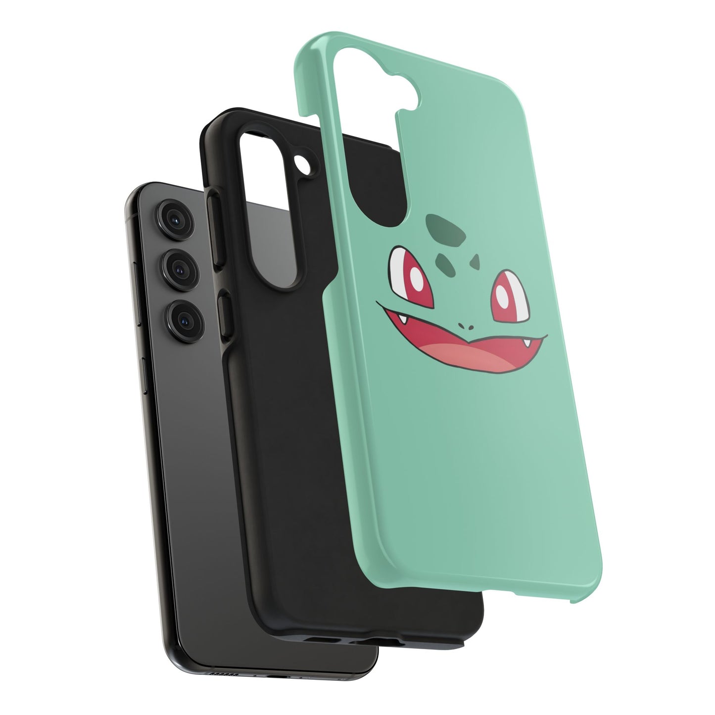 Green Leaf Dino Smile Red Eyes Cute Creature Tough Phone Case | Anime