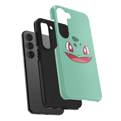Green Leaf Dino Smile Red Eyes Cute Creature Tough Phone Case | Anime