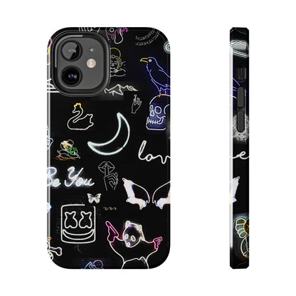 Funda resistente para teléfono estilo neón blanco | Estética