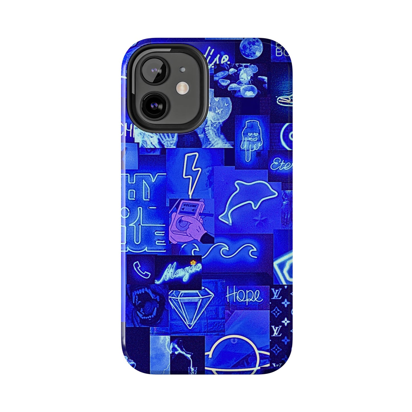 Blue Neon Style Tough Phone Case | Aesthetic