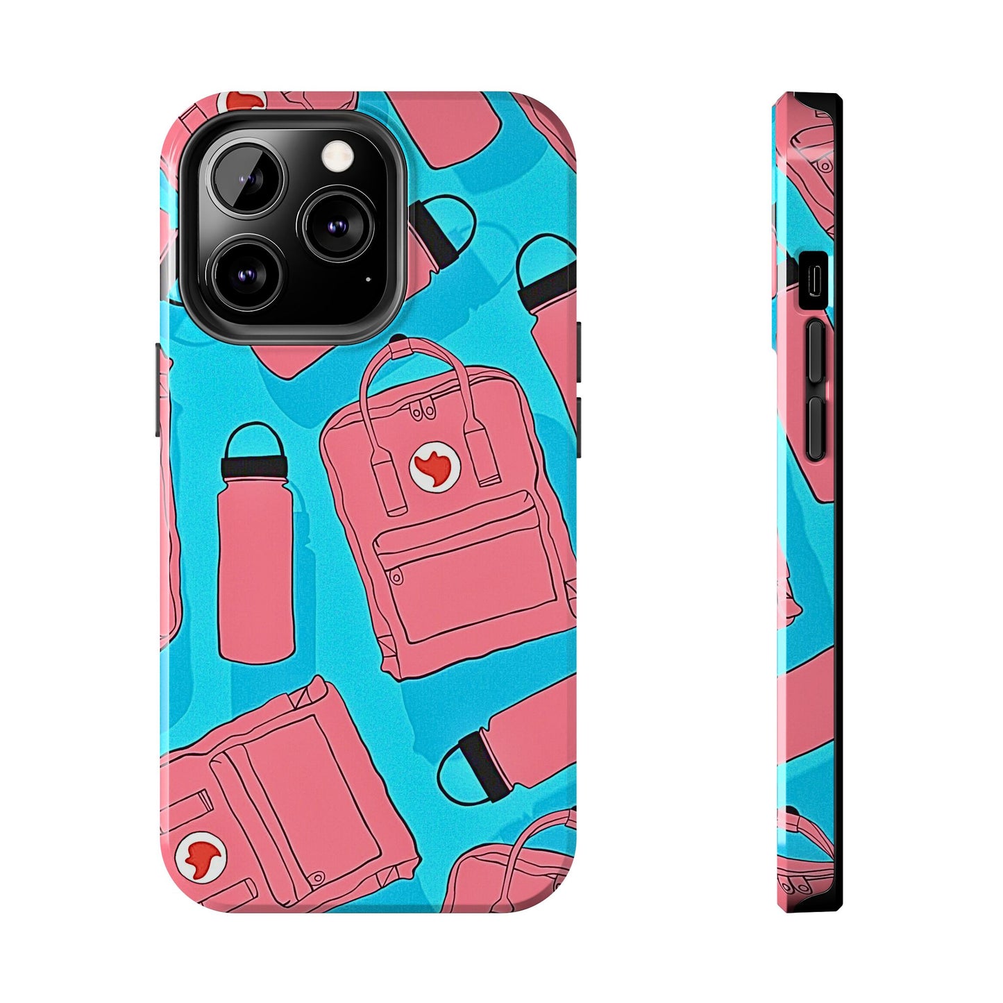 VSCO Kanken Backpack Water Bottle Pink & Blue Tough Phone Case | Aesthetic