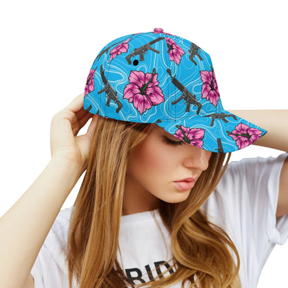 High Capacity Hibiscus Blue Baseball Cap