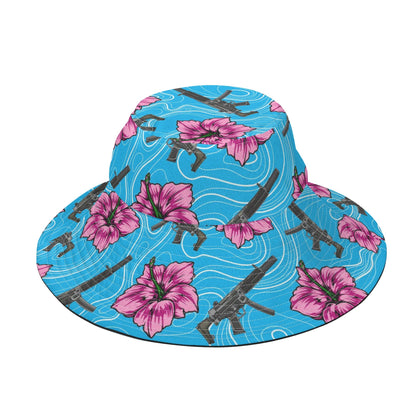 High Capacity Hibiscus Blue Bucket Hat