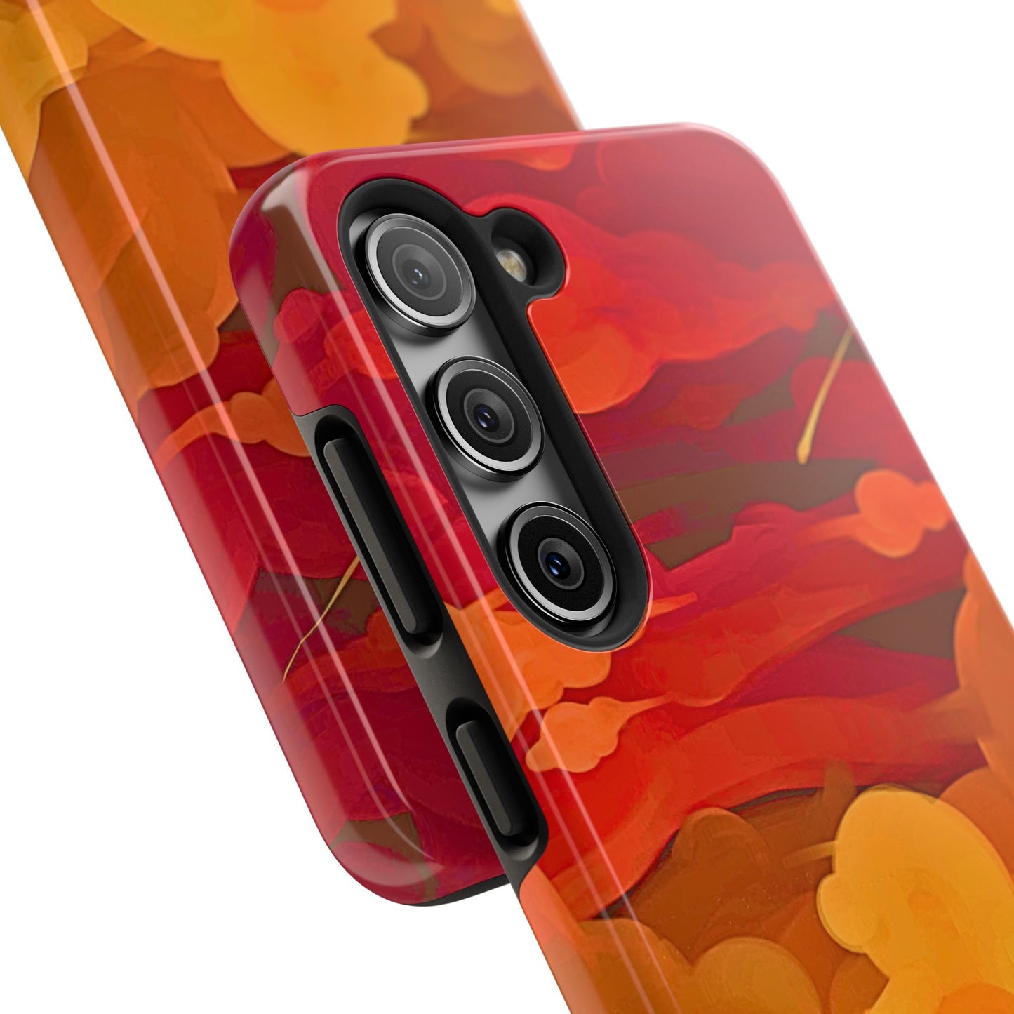 Funda resistente para teléfono con diseño de nubes rojas y naranjas | Estética