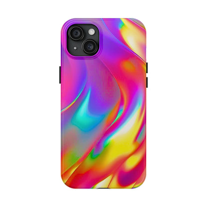 Funda resistente para teléfono con brillo metálico holográfico y estilo abstracto | Estética