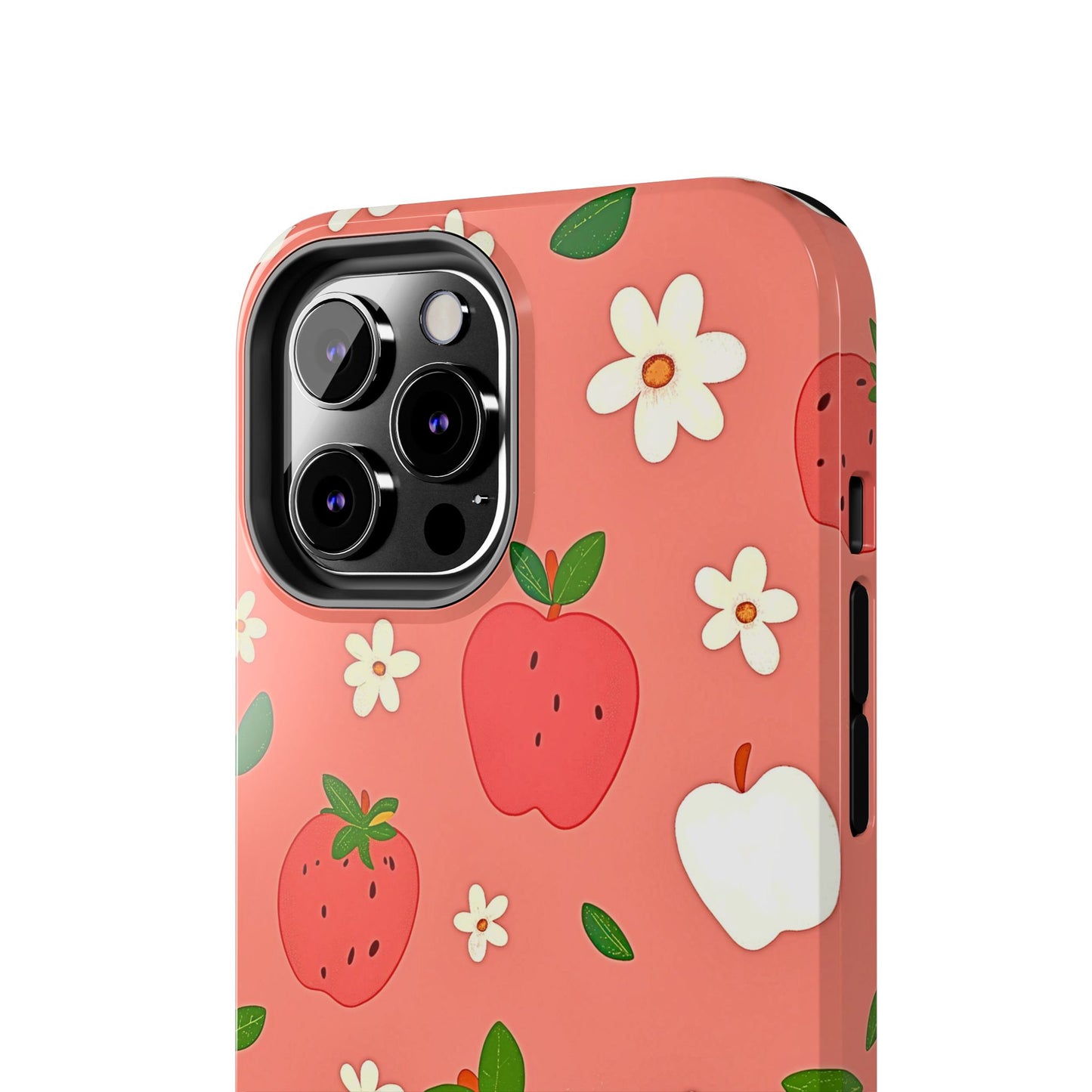 Strawberry Apple Flower Pattern Pink Tough Phone Case | Aesthetic