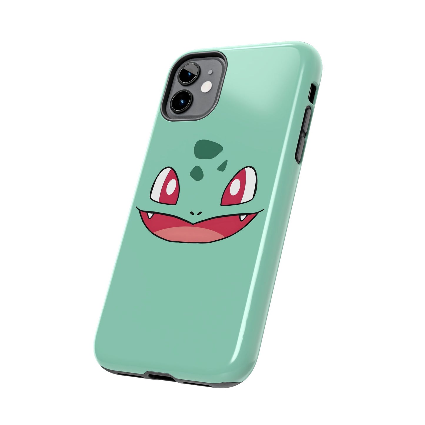 Green Leaf Dino Smile Red Eyes Cute Creature Tough Phone Case | Anime