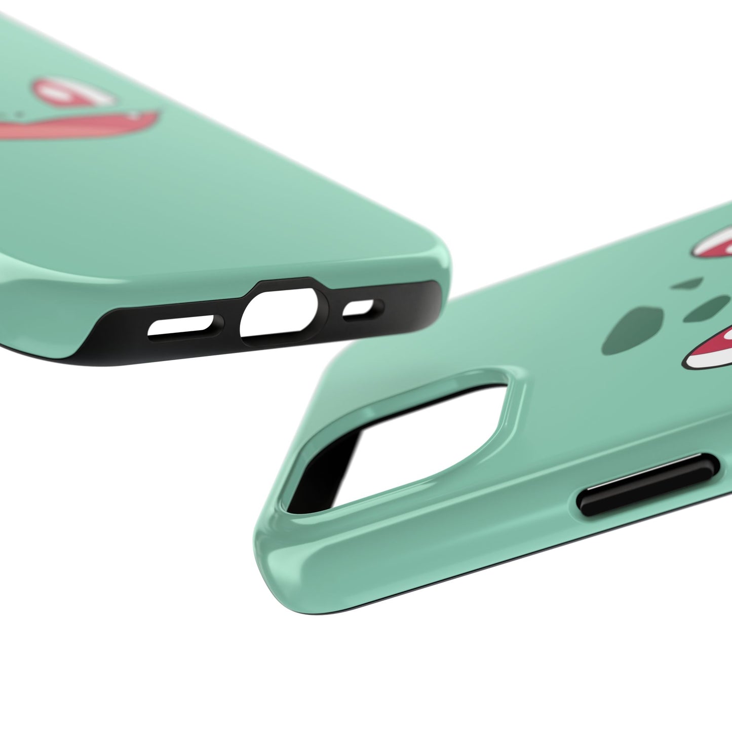 Green Leaf Dino Smile Red Eyes Cute Creature Tough Phone Case | Anime