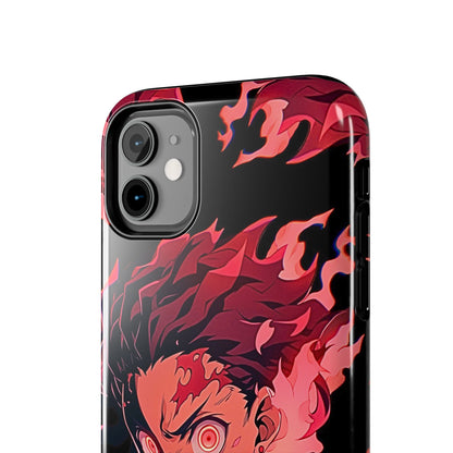 Tanjiro Kamado Flamed Style Black Tough Phone Case | Anime - Demon Slayer