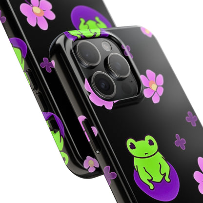 Cute Frog & Pink Flowers Pattern Style Tough Phone Case | Animals