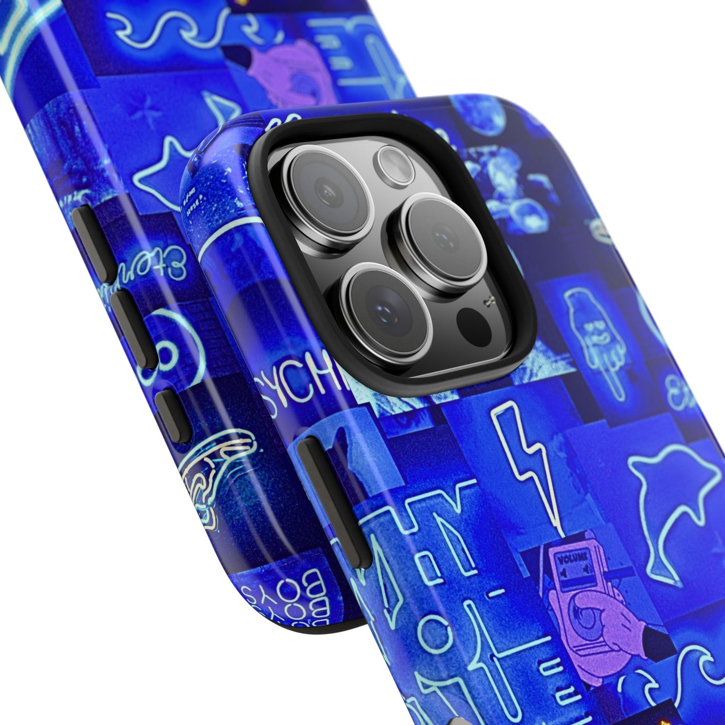 Blue Neon Style Tough Phone Case | Aesthetic
