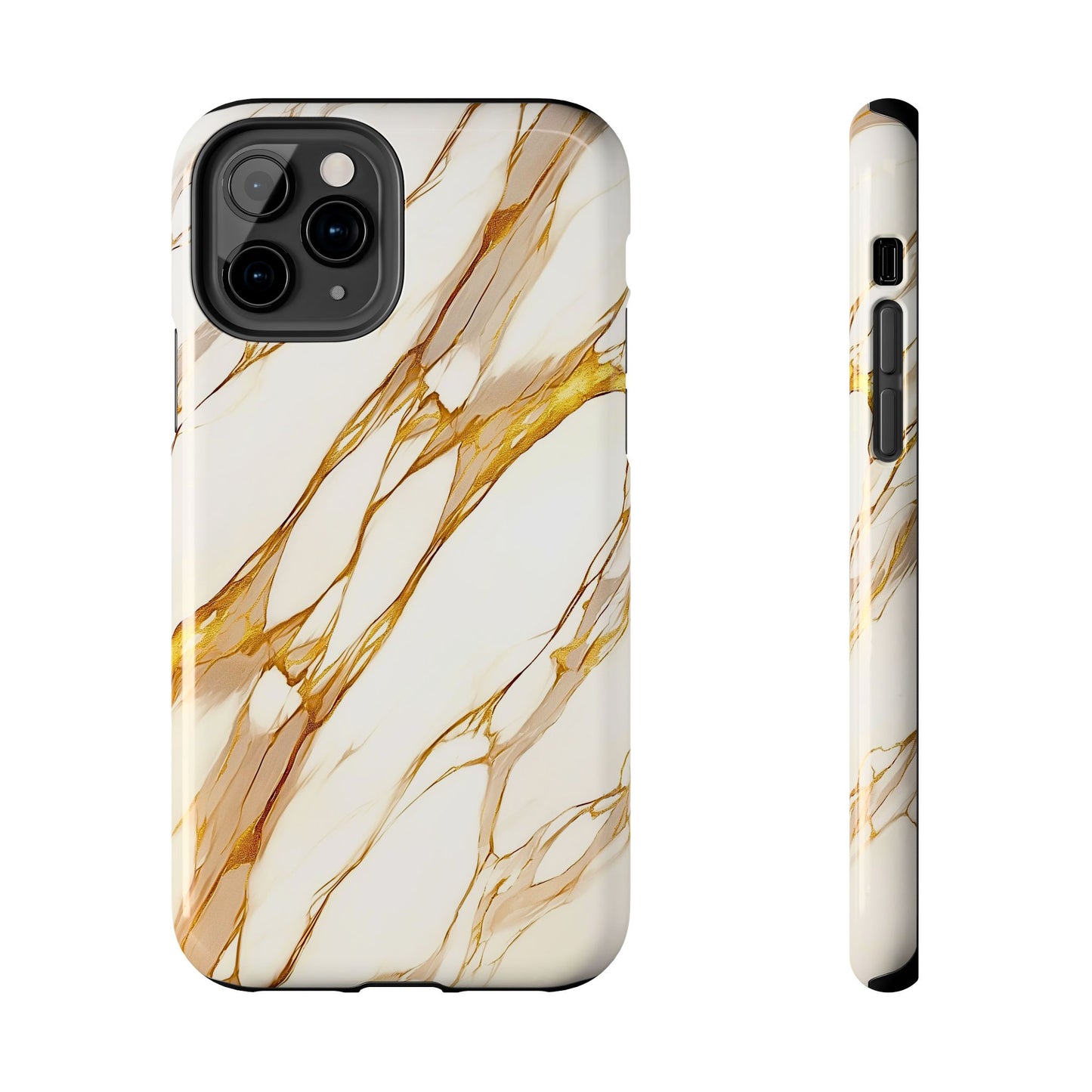 Funda/Cubierta resistente para teléfono con textura de mármol dorado de lujo | Estética