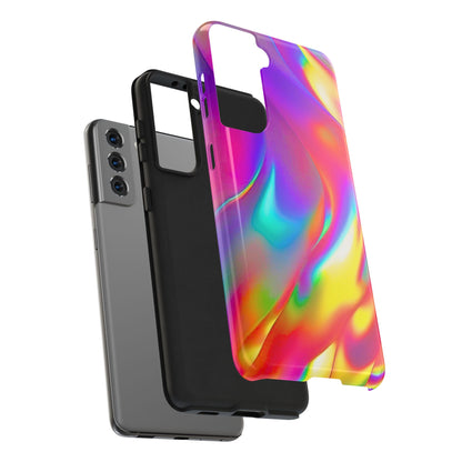 Funda resistente para teléfono con brillo metálico holográfico y estilo abstracto | Estética