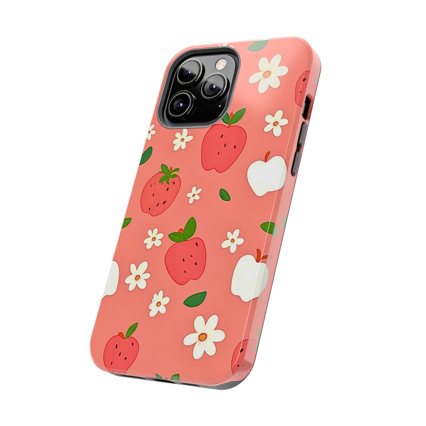 Strawberry Apple Flower Pattern Pink Tough Phone Case | Aesthetic