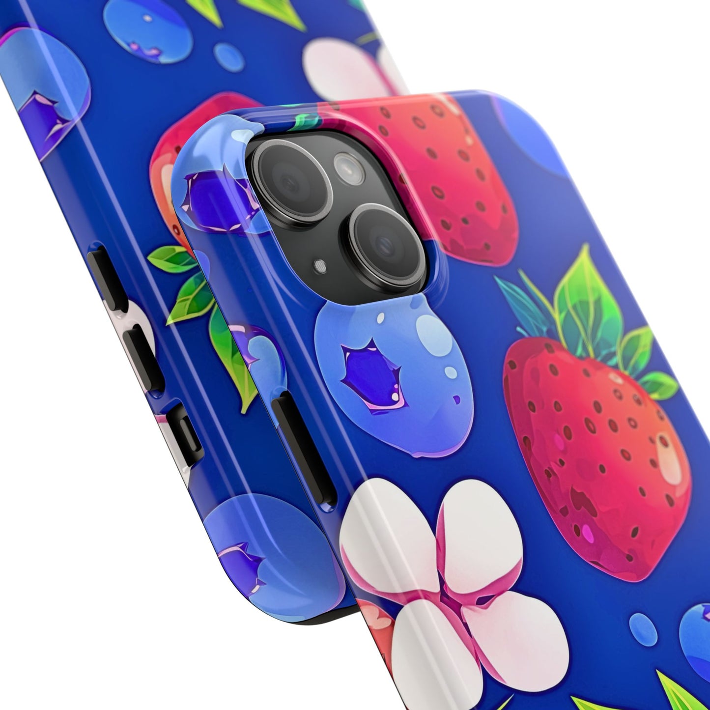 Cute Blueberry Strawberry Fruit Pattern Tough Phone Case | Aesthetic