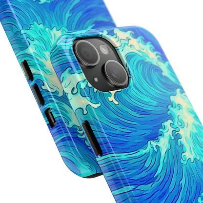 Funda resistente para teléfono con diseño de olas de agua | Estética