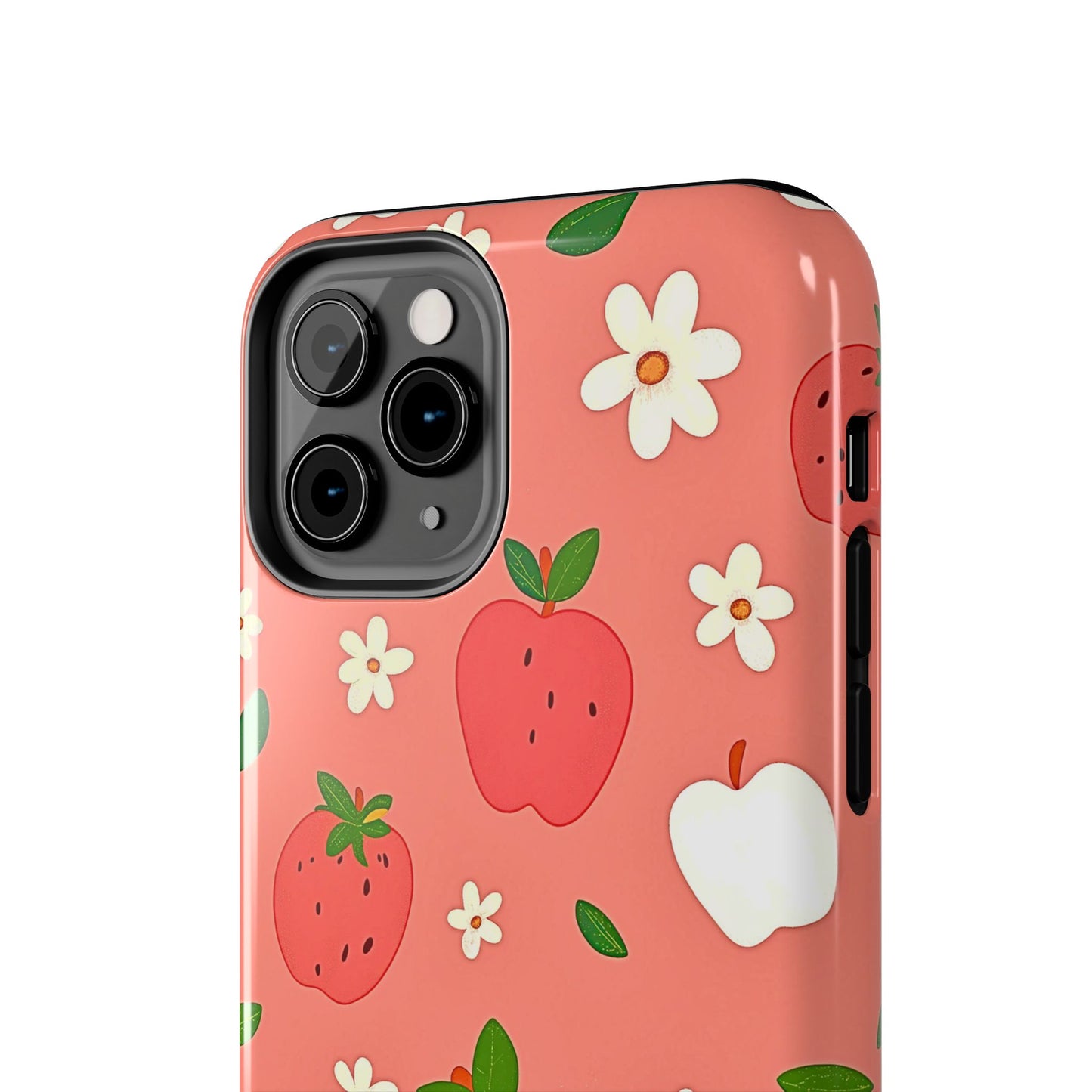 Strawberry Apple Flower Pattern Pink Tough Phone Case | Aesthetic