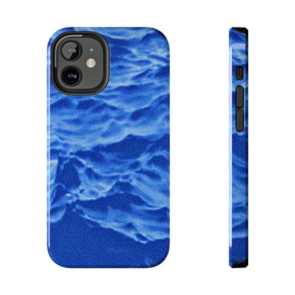 Funda resistente para teléfono azul oscuro con olas del océano borrosas | Estética