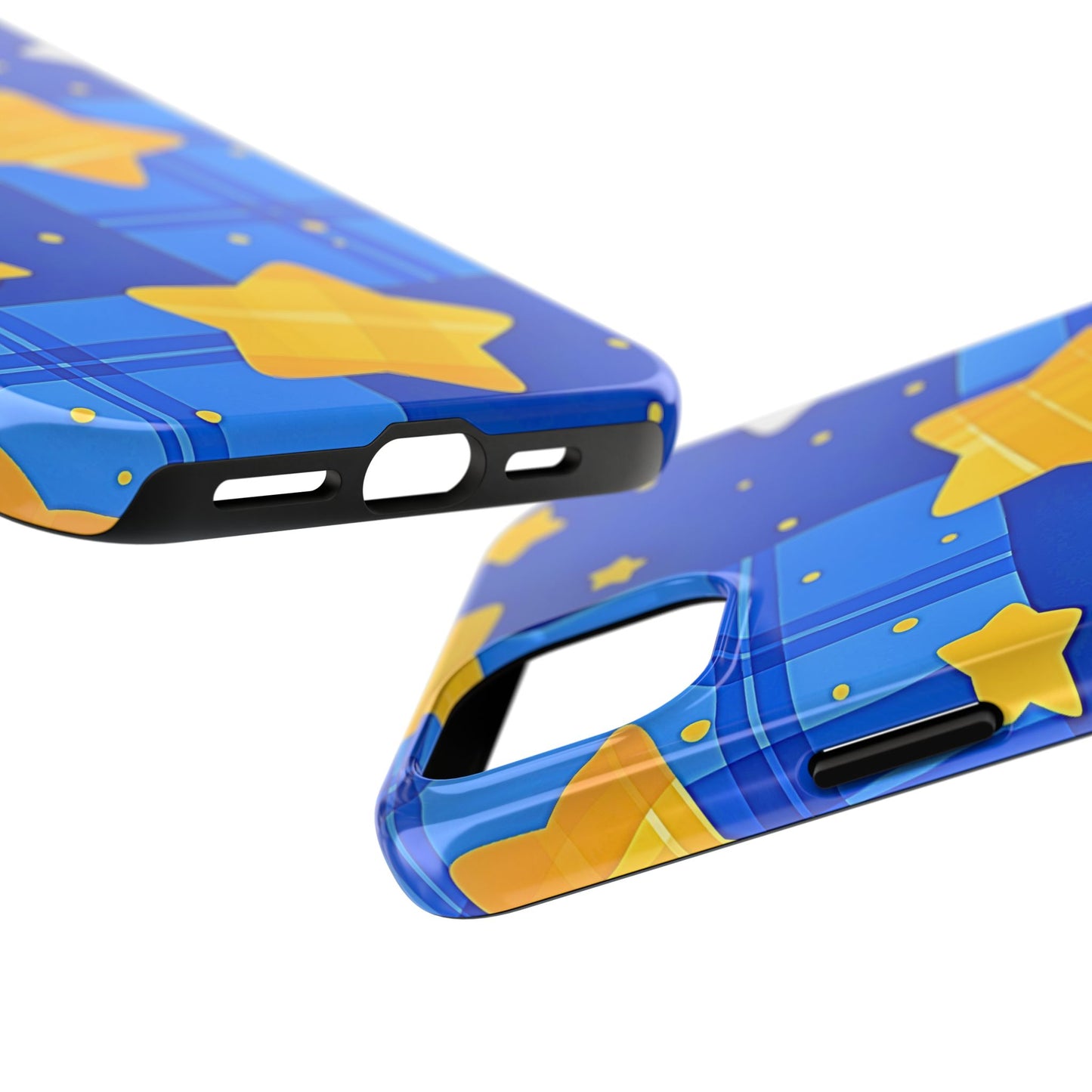 Funda resistente para teléfono con estampado de estrellas y cuadros preppy | Estética