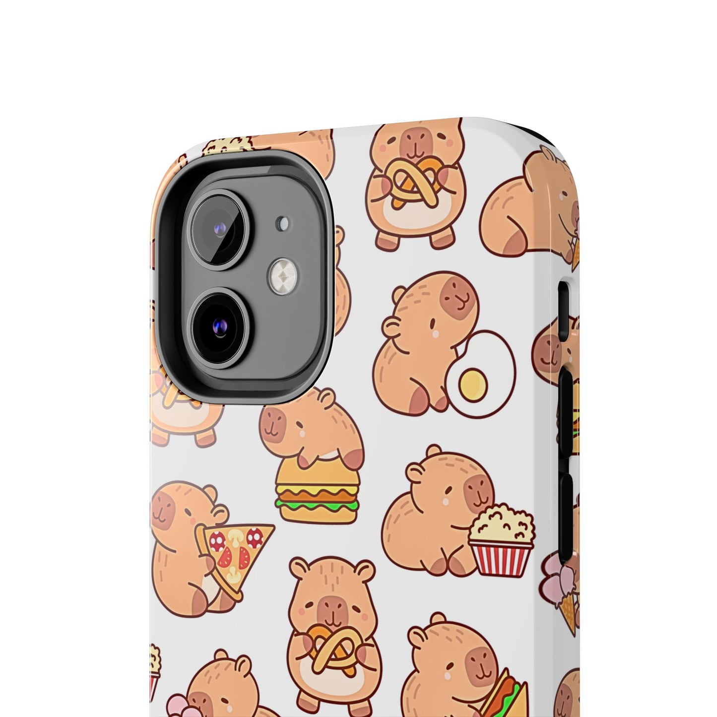 Cute Capybara Eating Pizza Ice Cream & Snacks Cartoon Food Tough Phone Case | Animals