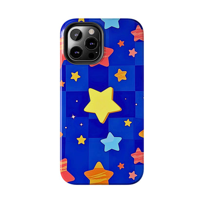 Funda resistente para teléfono con estampado de estrellas vibrantes y preppy | Estética