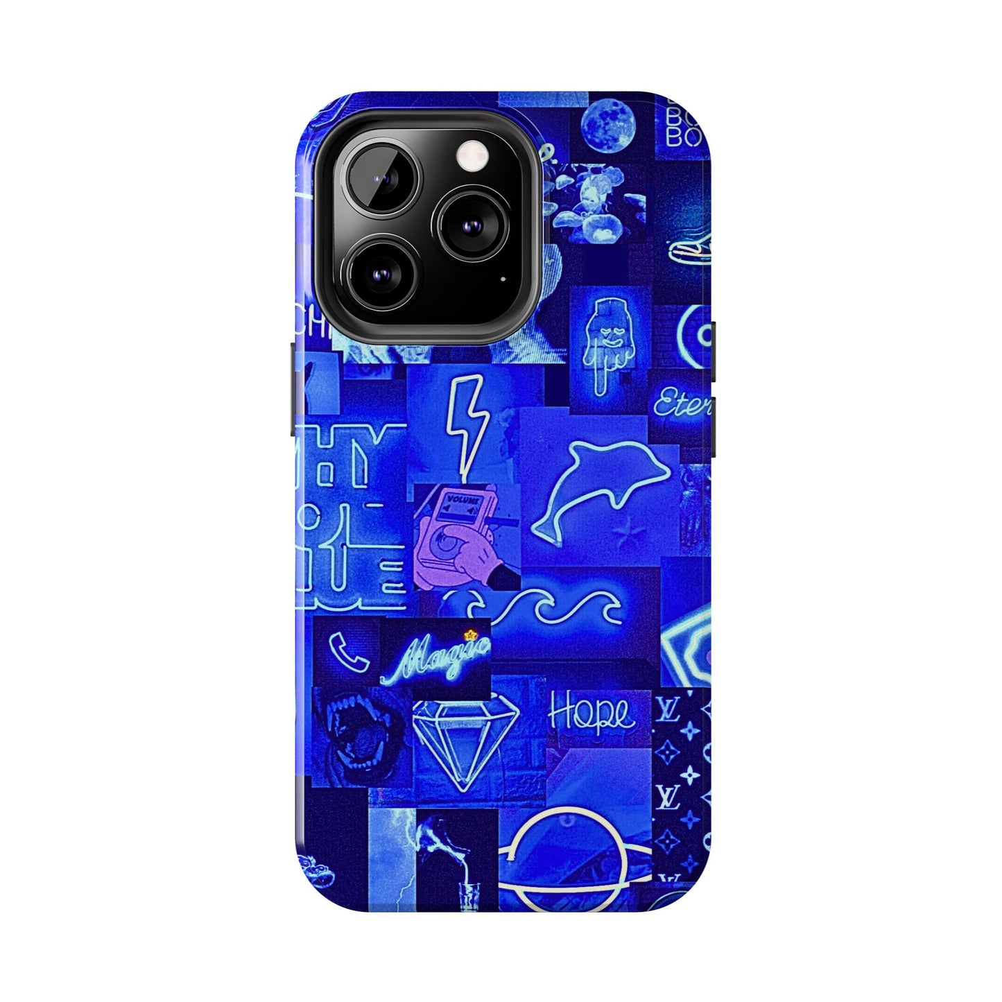 Blue Neon Style Tough Phone Case | Aesthetic
